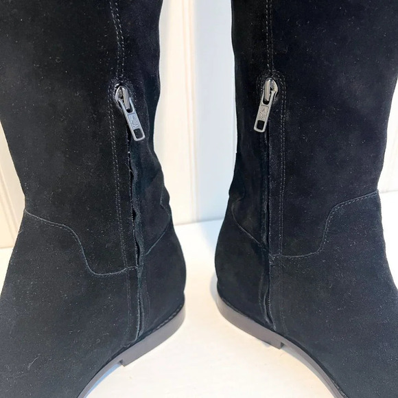 ASH Jess Black Suede Knee-High Tall Classic Designer Low Heel Boots 37 - Picture 5 of 9